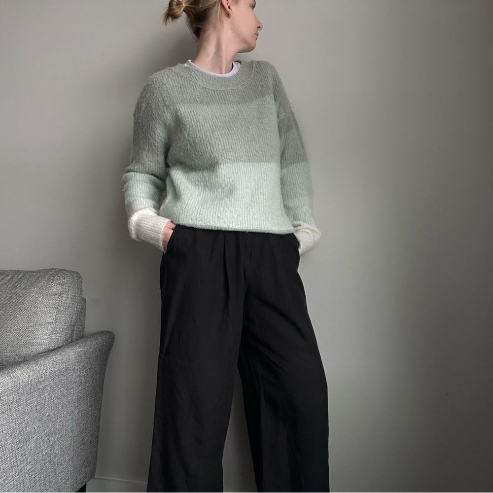 NWT Free People Sweater Autumn Sky Pullover Fuzzy Cloud Combo (L)